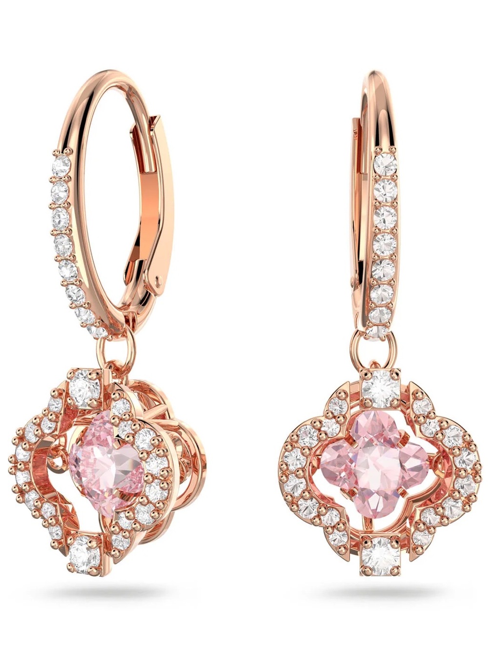 Swarovski Rose Gold Pink Crystal Drop Earrings